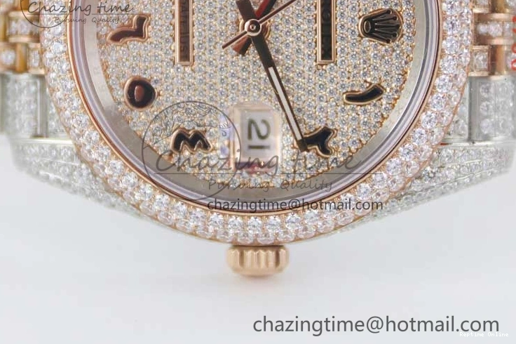 1225 Affordable Datejust 41 SS RG Full Diamonds TWF 1:1 Best Edition Arabic Markers Dial on Jubilee Bracelet A 2385